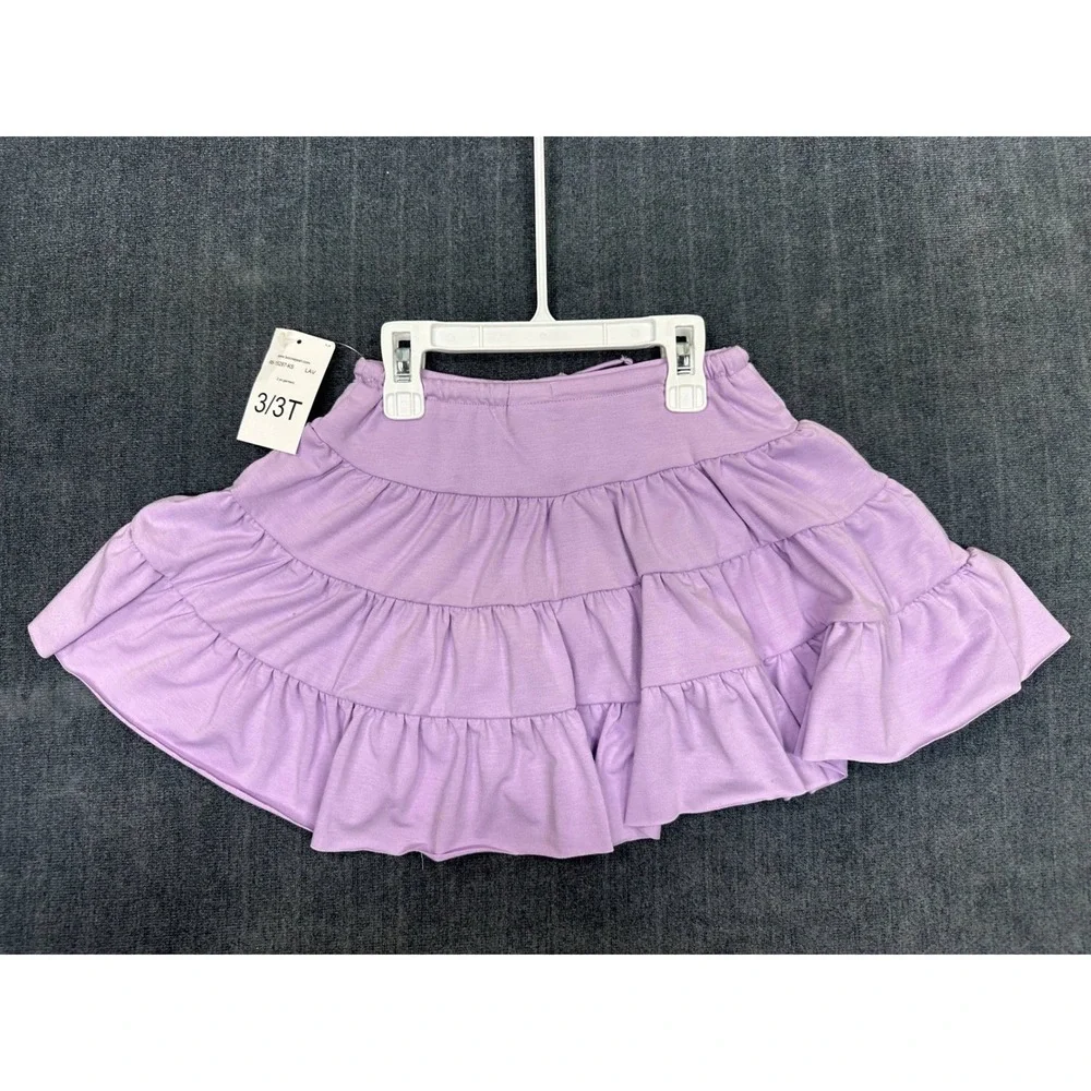 Bonnie Jean Girls Lavender Striped Floral‎ T-Shirt and Tiered Skort Set 3T NEW